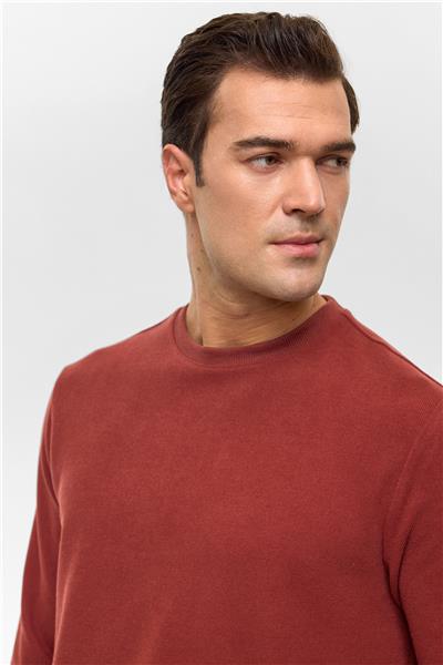 Açık Kahve Regular Düz Bisiklet Yaka Sweatshirt