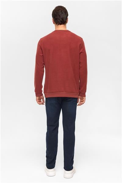 Açık Kahve Regular Düz Bisiklet Yaka Sweatshirt