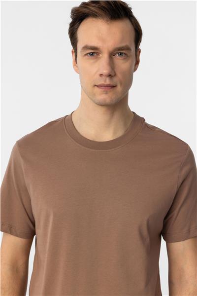 Kiremit Regular Düz Bisiklet Yaka Tişört