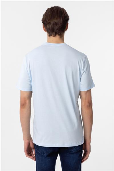 Buz Mavi Regular Düz Bisiklet Yaka Tişört
