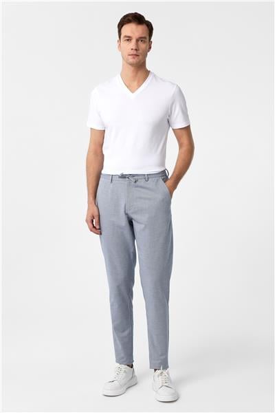 Buz Mavi Slim Fit Armürlü Jogger Pantolon