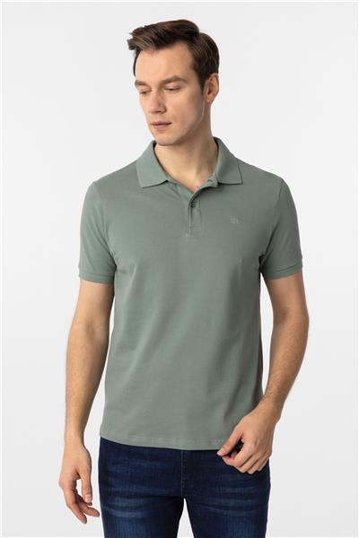 Su Yeşili Slim Fit Düz Polo Yaka Tişört