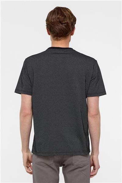 Antrasit Regular Armürlü Bisiklet Yaka Tişört