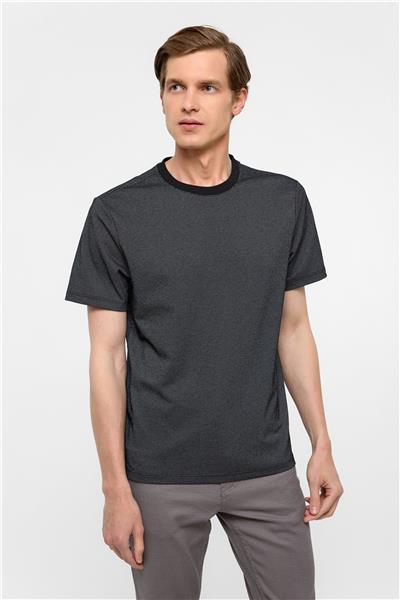 Antrasit Regular Armürlü Bisiklet Yaka Tişört