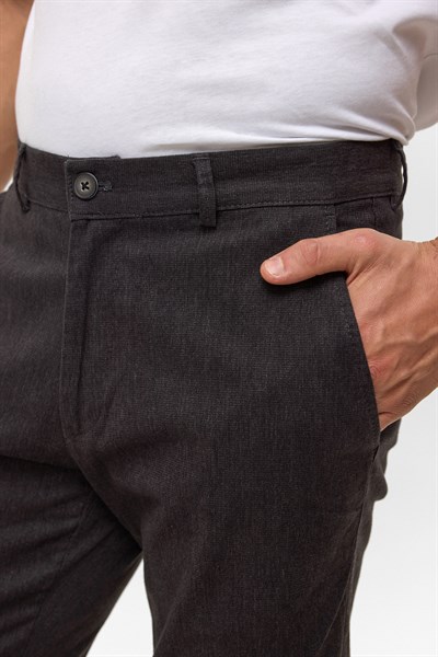 Antrasit Regular Armürlü Kanvas Pantolon