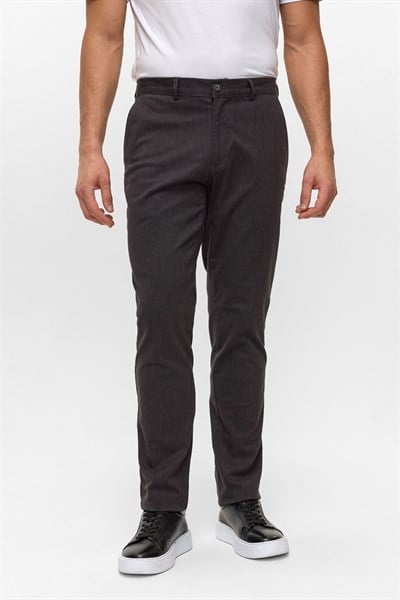 Antrasit Regular Armürlü Kanvas Pantolon
