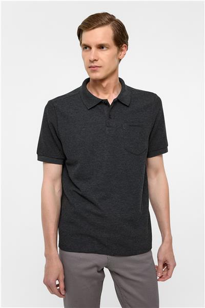 Antrasit Regular Armürlü Polo Yaka Tişört