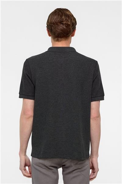 Antrasit Regular Armürlü Polo Yaka Tişört