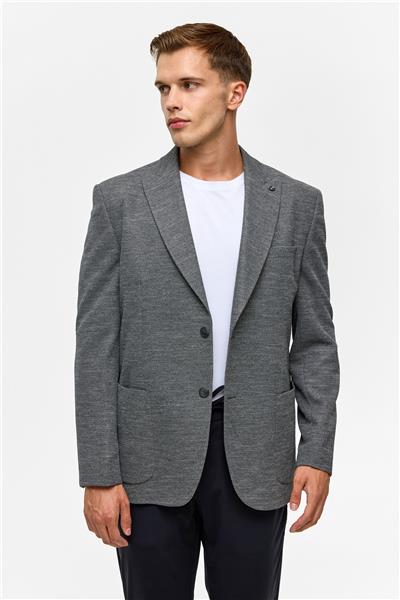 Antrasit Regular Desenli Mono Yaka 6 Drop Ceket