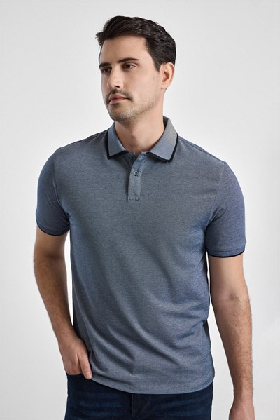 Antrasit Regular Düz Baskısız Pike Düğmeli Polo Yaka Nefes Alabilen Tişört