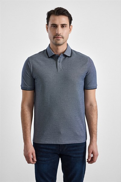 Antrasit Regular Düz Baskısız Pike Düğmeli Polo Yaka Nefes Alabilen Tişört