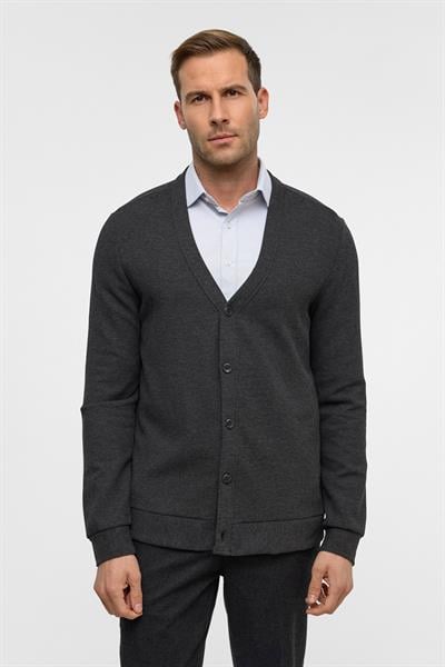 Antrasit Regular Düz V Yaka Hırka