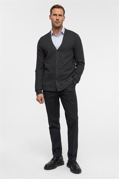 Antrasit Regular Düz V Yaka Hırka