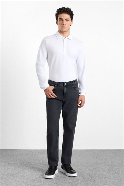 Antrasit Regular Normal Bel Denim Pantolon
