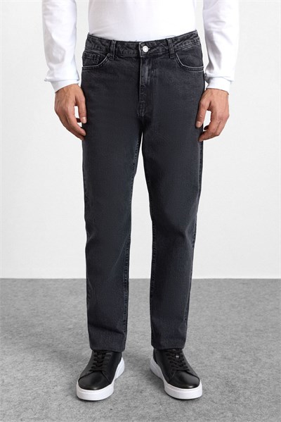 Antrasit Regular Normal Bel Denim Pantolon