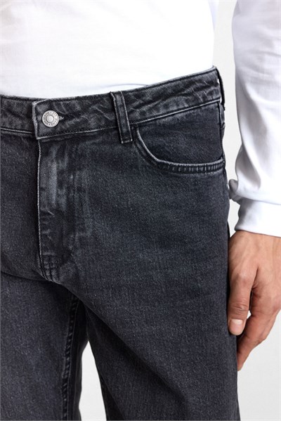 Antrasit Regular Normal Bel Denim Pantolon