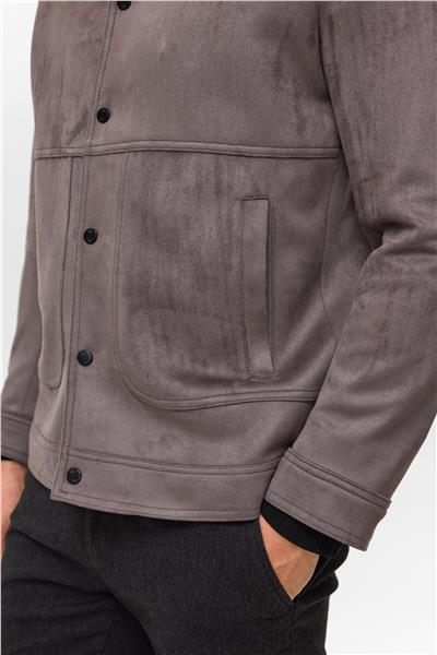 Antrasit Slim Düz Klasik Yaka Mont