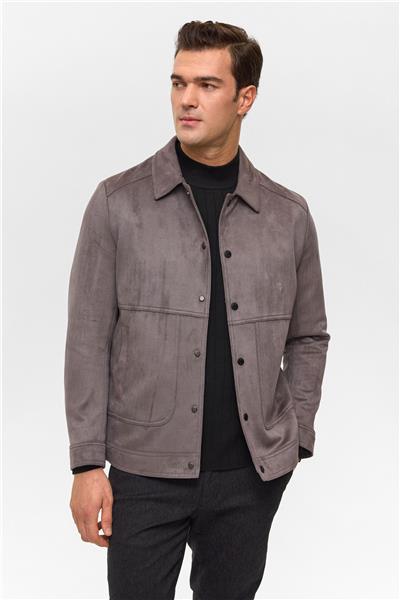 Antrasit Slim Düz Klasik Yaka Mont