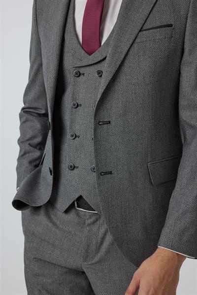 Antrasit Slim Fit Düz Sivri Yaka 6 Drop Yelekli Klasik Takım Elbise