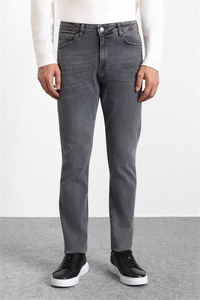 Antrasit Slim Normal Bel Denim Pantolon