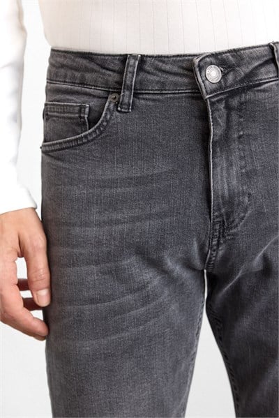 Antrasit Slim Normal Bel Denim Pantolon