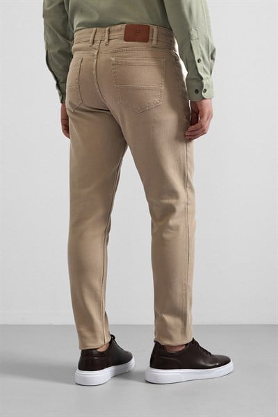 Bej Düz Casual Pantolon