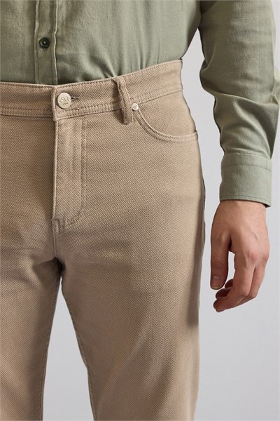 Bej Düz Casual Pantolon
