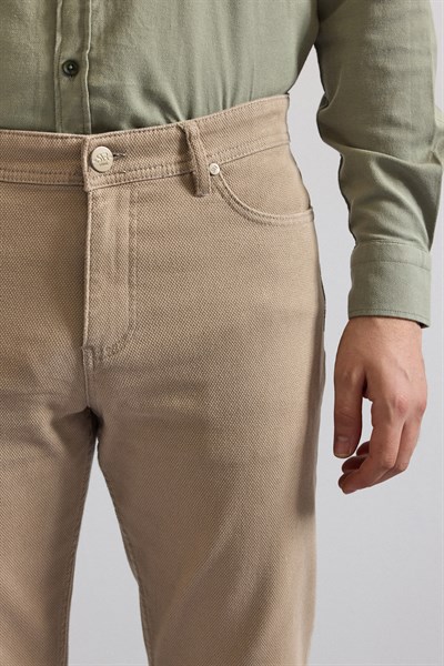Bej Düz Casual Pantolon