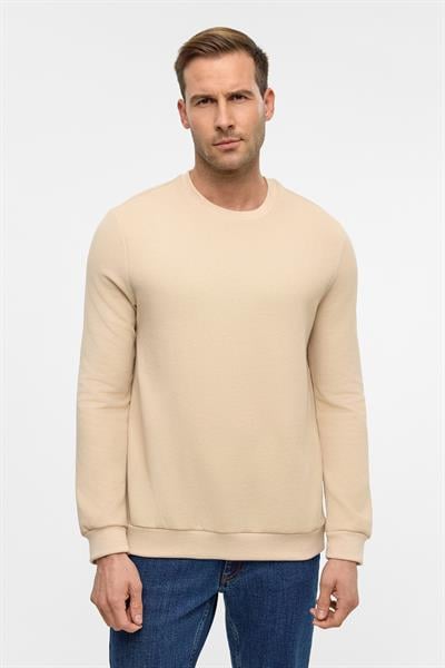 Bej Regular Armürlü Bisiklet Yaka Triko