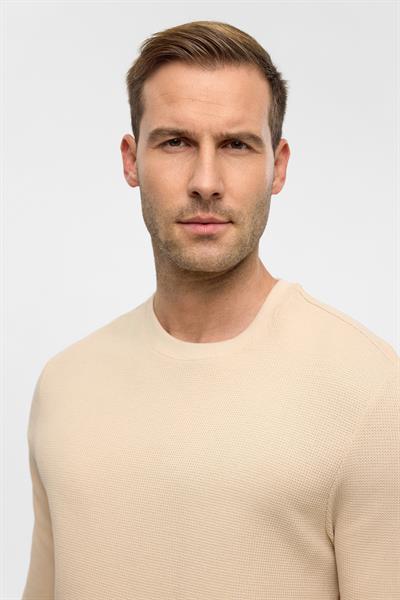 Bej Regular Armürlü Bisiklet Yaka Triko