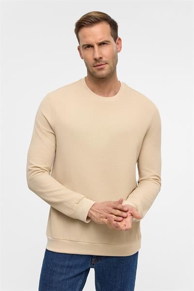 Bej Regular Armürlü Bisiklet Yaka Triko