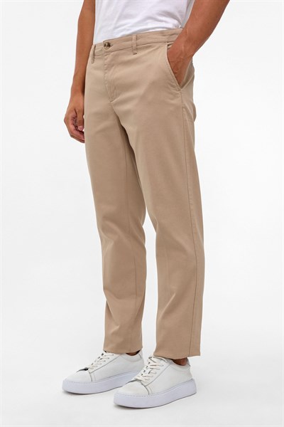 Bej Regular Armürlü Chino Pantolon