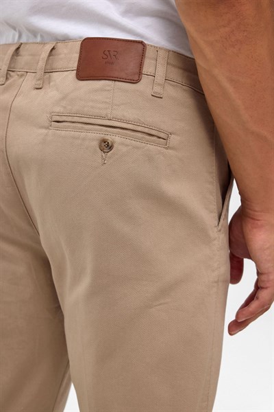 Bej Regular Armürlü Chino Pantolon