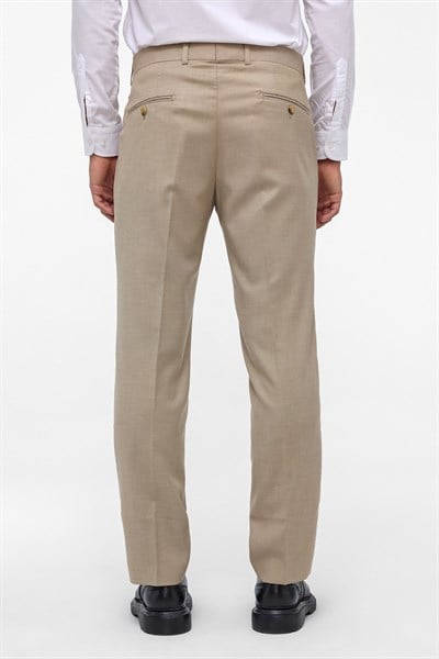 Bej Regular Armürlü Pantolon