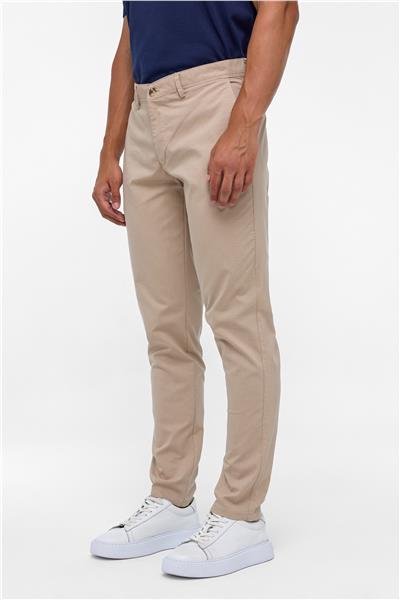 Bej Regular Armürlü Pantolon