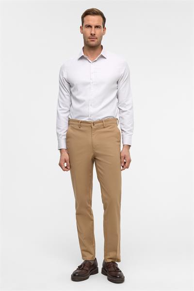 Bej Regular Armürlü Pantolon