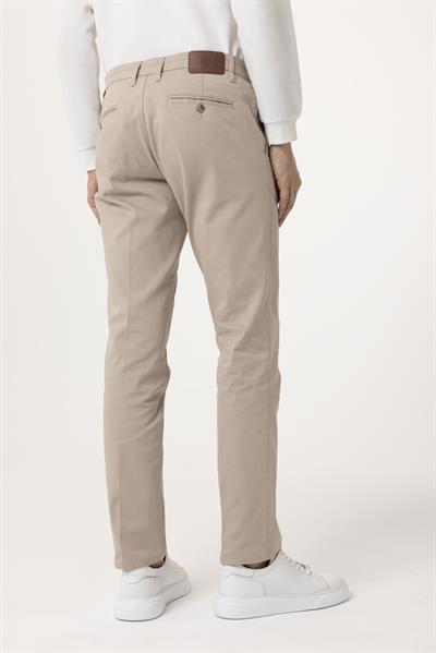 Bej Regular Armürlü Kanvas Pantolon
