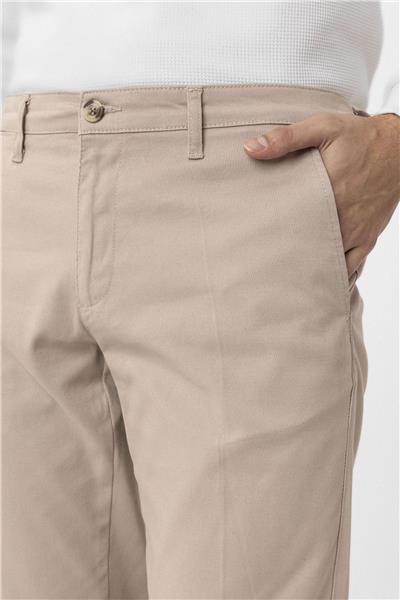 Bej Regular Armürlü Kanvas Pantolon