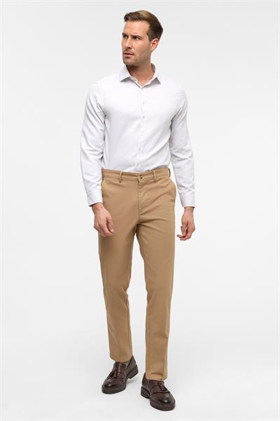 Bej Regular Armürlü Pantolon
