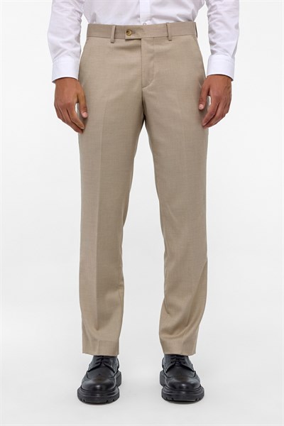 Bej Regular Armürlü Pantolon