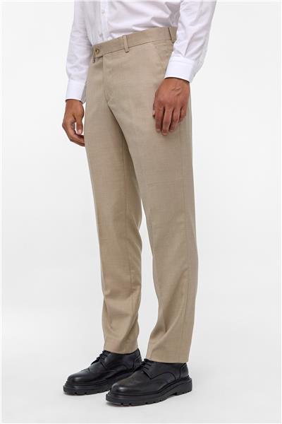 Bej Regular Armürlü Pantolon