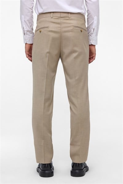 Bej Regular Armürlü Pantolon