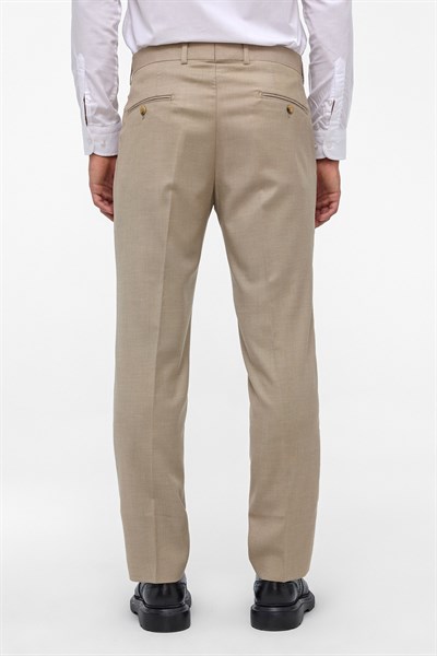 Bej Regular Armürlü Pantolon