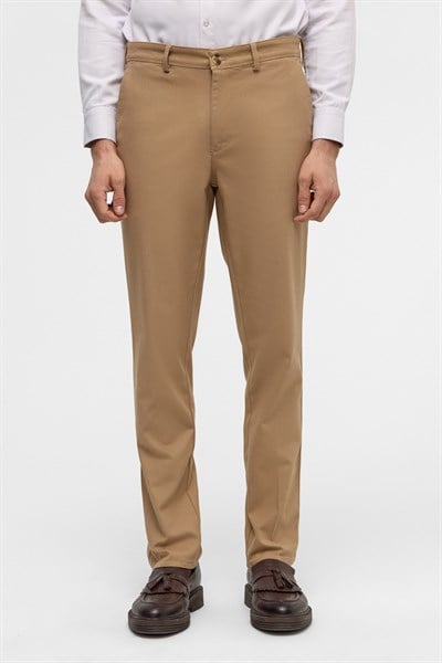 Bej Regular Armürlü Pantolon