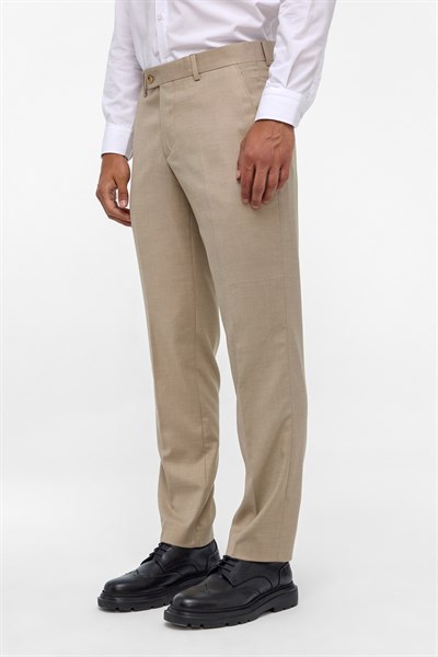 Bej Regular Armürlü Pantolon