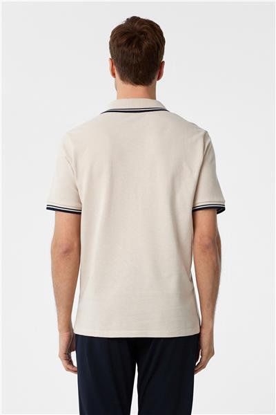 Bej Regular Armürlü Polo Yaka Tişört