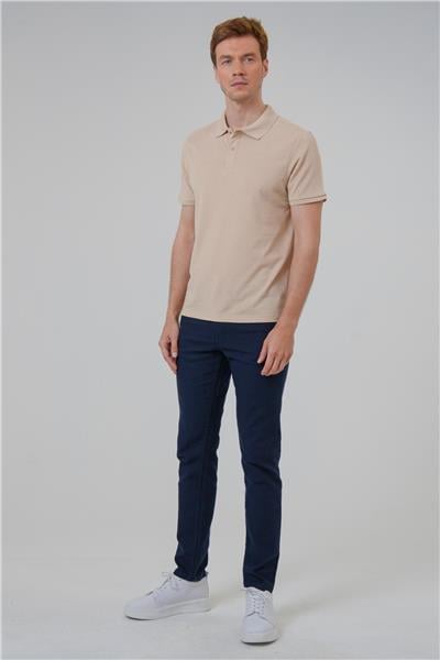 Bej Regular Armürlü Polo Yaka Tişört