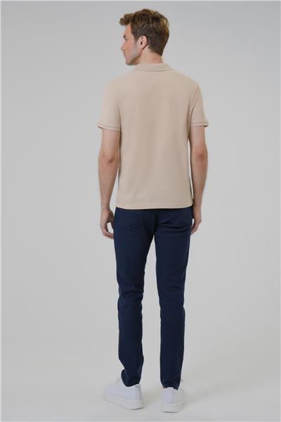 Bej Regular Armürlü Polo Yaka Tişört