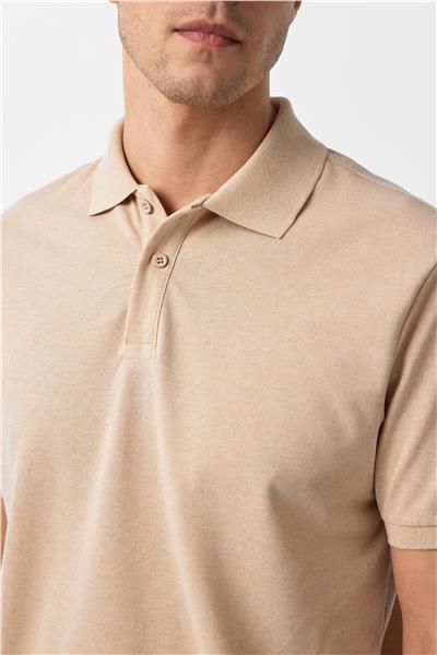 Bej Regular Armürlü Polo Yaka Tişört