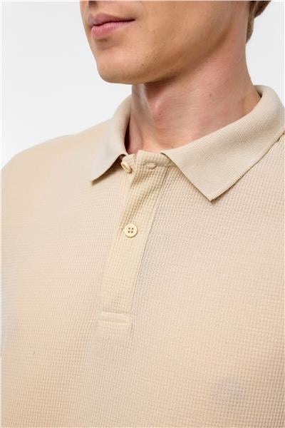 Bej Regular Armürlü Polo Yaka Tişört